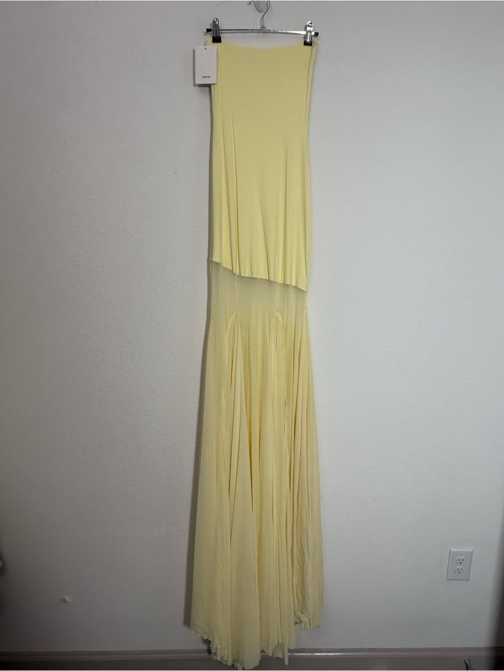 NWT Deme By Gabriella Dahlia Butter Yellow Strapless Sheer Mermaid Maxi Gown XS - Picture 2 of 12